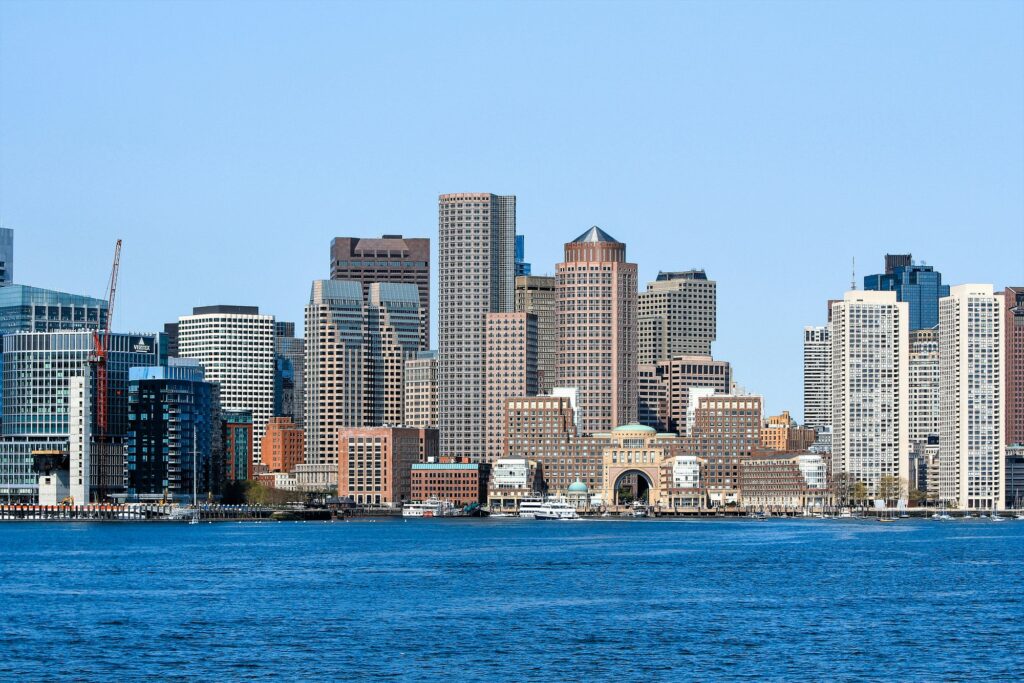 Boston skyline across the harbour