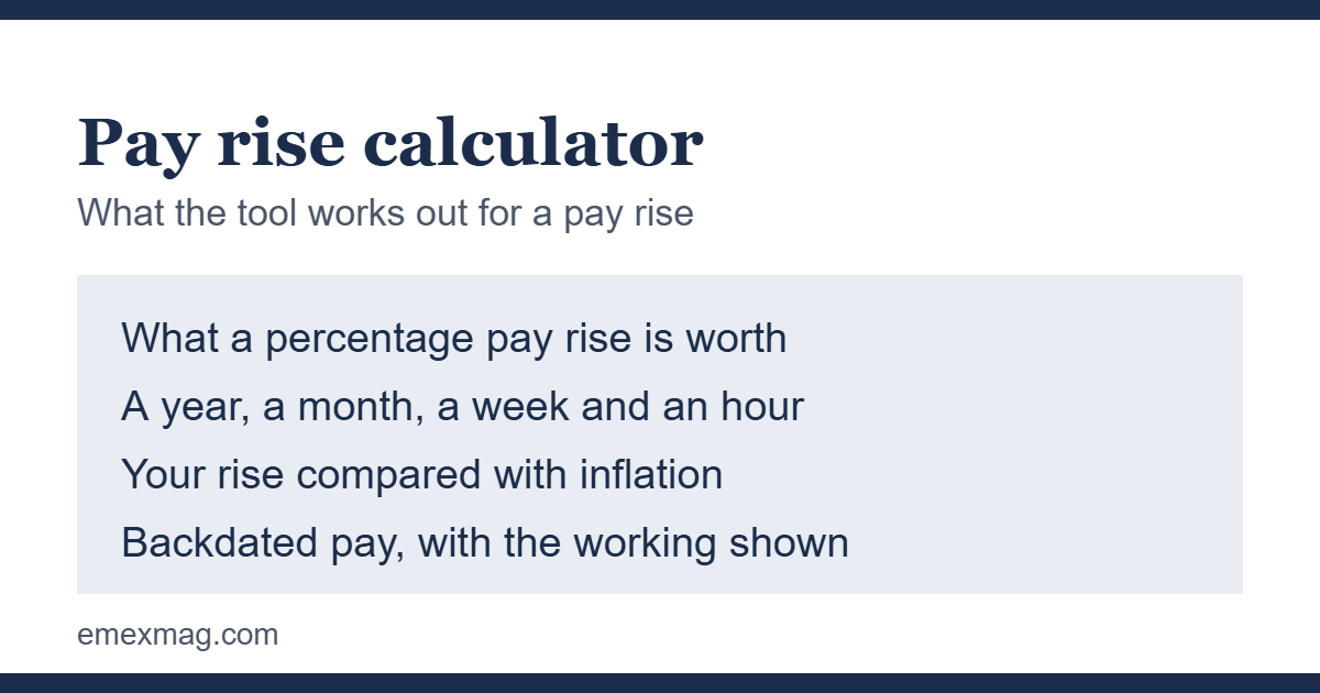 Pay rise calculator guide showing the value of a percentage pay rise and backdated pay